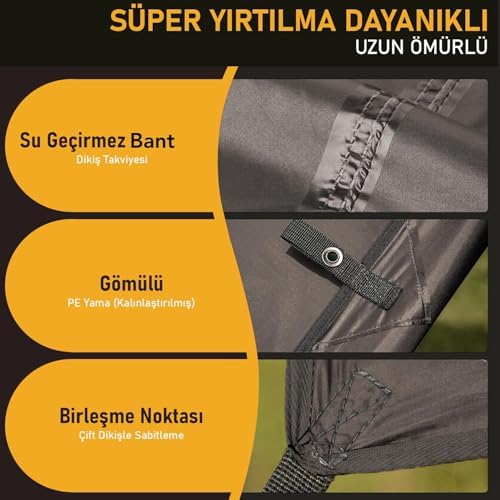 Alternative view of Su Geçirmez Tarp Tente Gölgelik Örtü, 4 Mevsim Taşınabilir Örtü Branda Açık Hava Kamp Seyahat Tente Branda Barınak Yağmurluk, Güneşlik Karavan Yan Gölgelik Çadır 300x300 cm- Gri