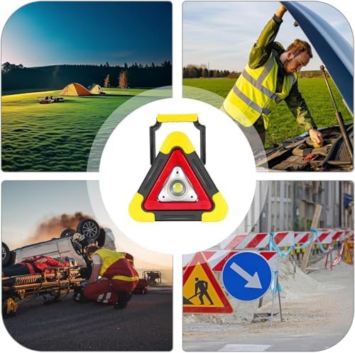 Dempower Şarjlı Ve Solar Güneş Enerjili Araç Acil Durum İkaz Lambası, Su Geçirmez, Uyarı Lambası, Güvenlik Üçgeni Dur İşareti, Yol Güvenliği Arıza Alarm Lambası, Taşınabilir SOS MODLU