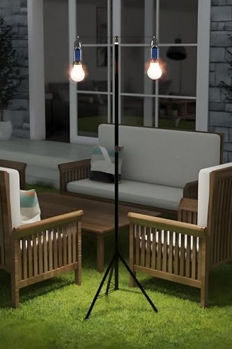 2 Lambalı, Askılı, 3 Modlu, Şarjlı, Led Solar Güneş Enerjili, 2 MT Metal STANDLI, Su Geçirmez, Kitap Okuma Işığı, Kamp, avcılık, Balıkçılık, Garaj, Güverte, Balkon Dekorasyonu, (Yuvarlak)