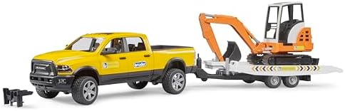 Bruder Ram 2500 Römorklu Pickup ve Mini Oyuncak Ekskavatör