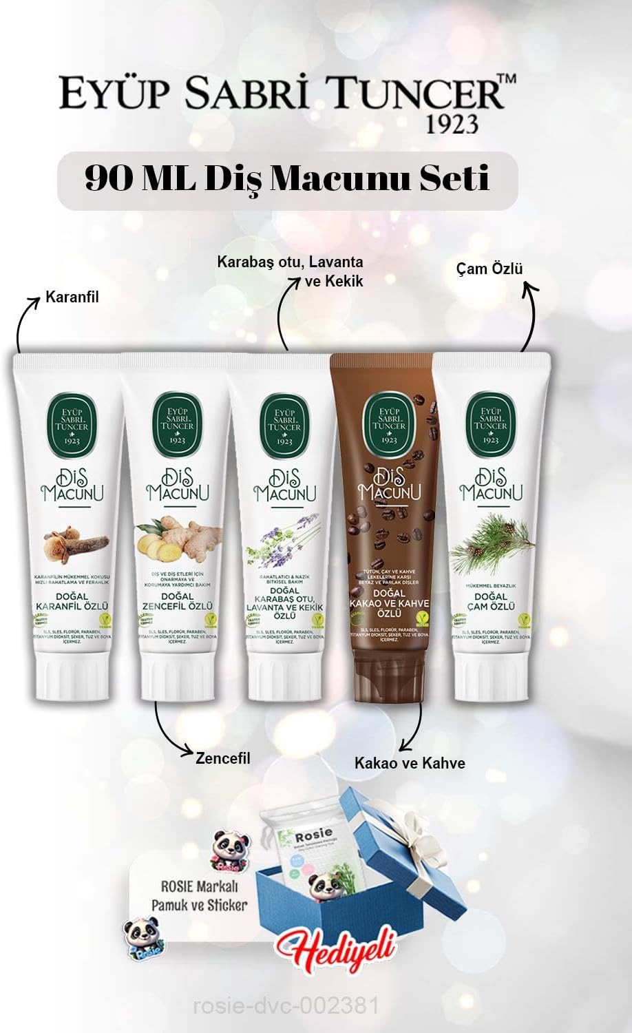 Alternative view of 90 ml Diş Macun Seti Karanfil, Zencefil, Lavanta, Kakao, Çam Özlü ve Rosie