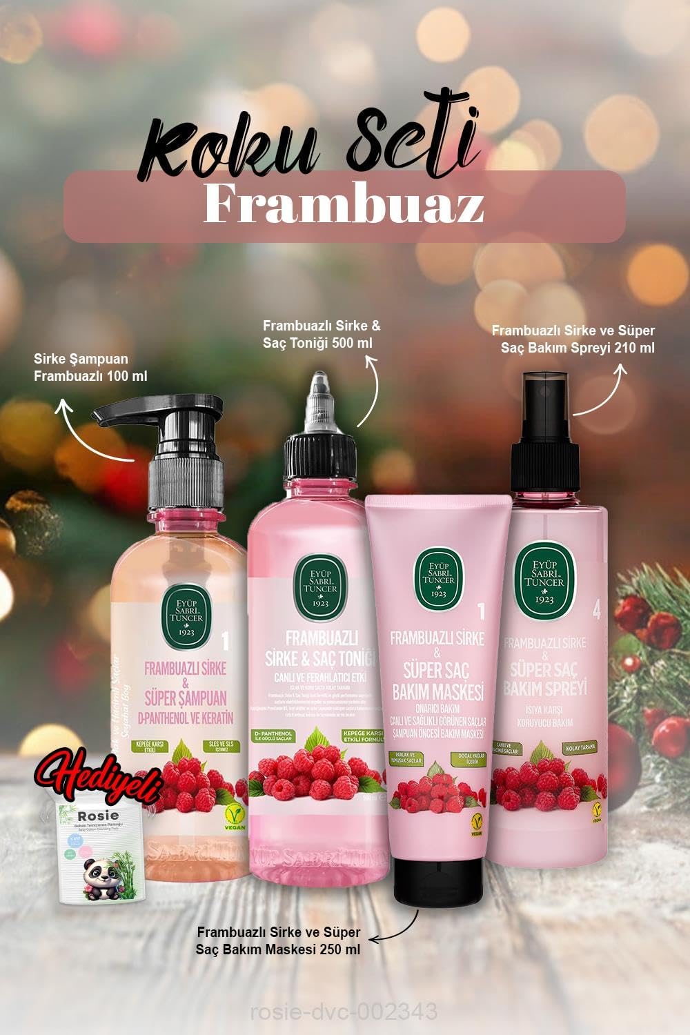 Alternative view of Saç Bakım Spreyi 210, Şampuan 100 ml, Tonik 500 ml, Maske 250 ml Frambuaz ve Rosie Hediye