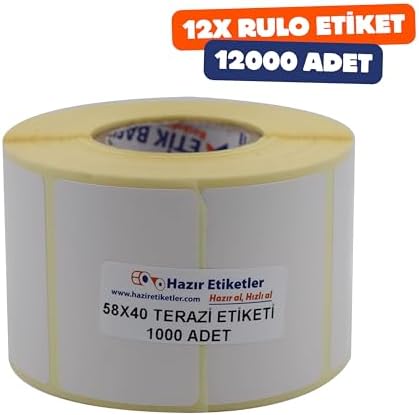 Alternative view of Eko Termal Etiket 58mm x 40mm Ruloda 1000 Adet 12 Rulo Toplamda 12000 Adet 40mm Çapında Direk Termal Transfer Etiketi