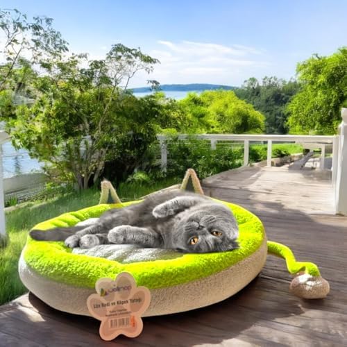 Alternative view of LÜKS KEDİ VE KÖPEK YATAĞI KUYRUKLU GRİ YEŞİL