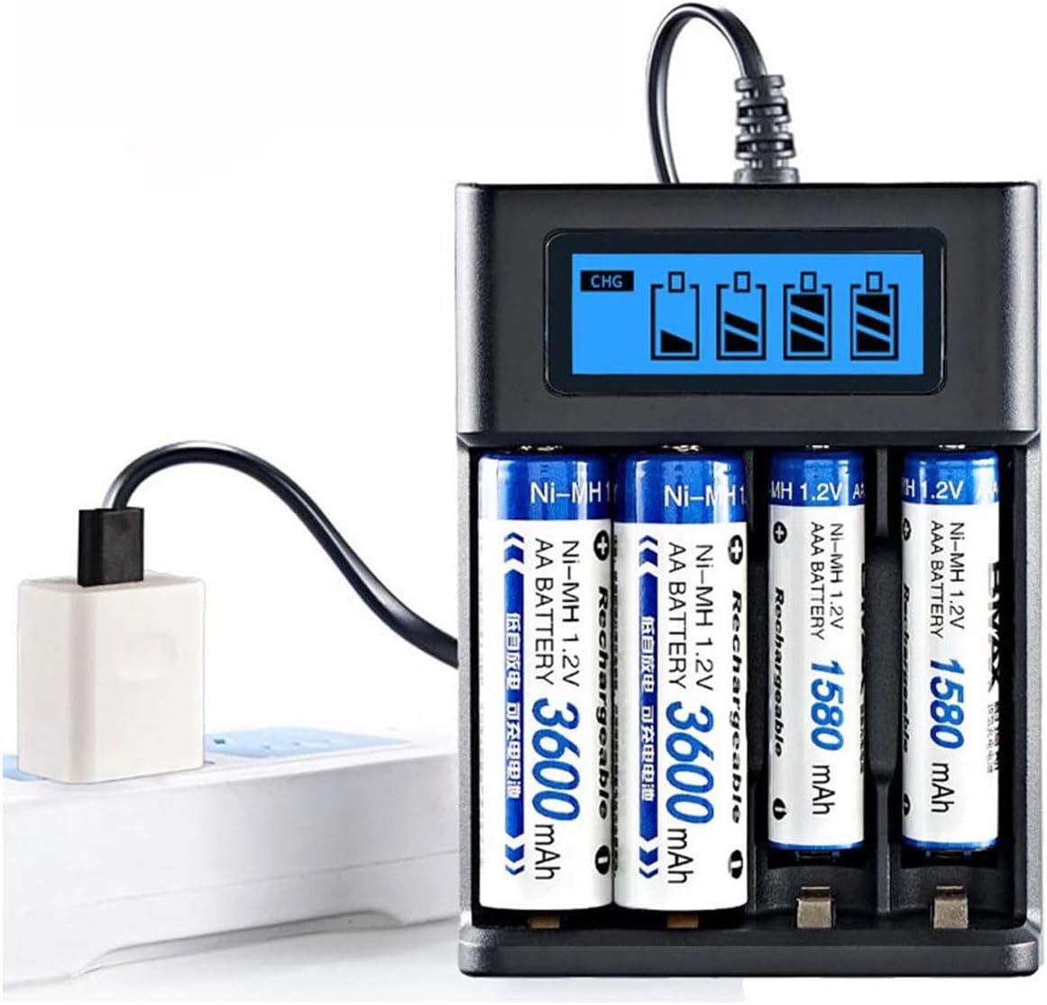 Pil Şarj Cihazı (Dört Yuvalı) - 1.2V Ni-Mh/Ni-Cd AA/AAA/GT-BC03