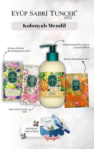 Alternative view of Kiraz Çiçeği 150'li, Verbena 50'li, Mandalina 50'li Mendil Seti Ananas Losyon 280 ml ve Rosie
