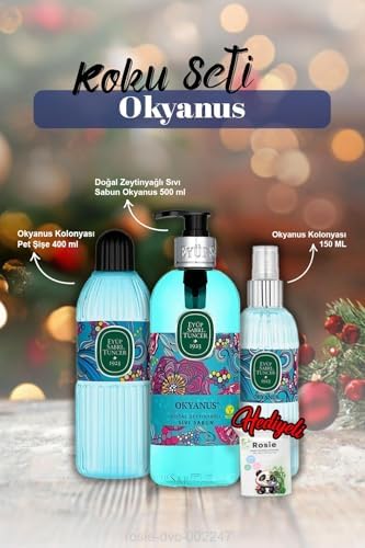 400ml ve 150ml Okyanus Kolonya, Sıvı Sabun 500ml ve Rosie Pamuk