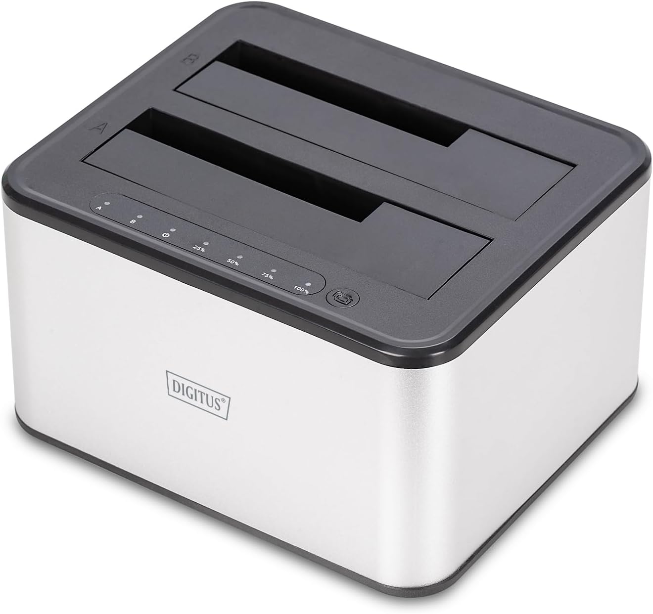 DA-71540-2 – Çift SATA HDD Yerleştirme İstasyonu – USB 3.0 – 2,5 inç / 3,5 inç SSD ve Sabit Disk için – SATA 3 – Klon Fonksiyonlu – Tak ve Çalıştır – Gri
