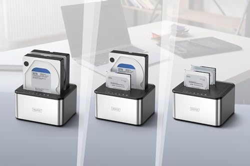 Alternative view of DA-71540-2 – Çift SATA HDD Yerleştirme İstasyonu – USB 3.0 – 2,5 inç / 3,5 inç SSD ve Sabit Disk için – SATA 3 – Klon Fonksiyonlu – Tak ve Çalıştır – Gri