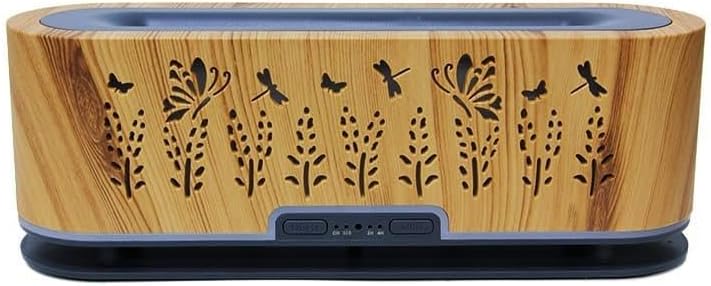 Alev Desenli Ahşap Görünümlü Işıklı Kumandalı Hava Nemlendirici Buhar Makinesi Esansiyel Uçucu Yağ Aroma Difüzörü