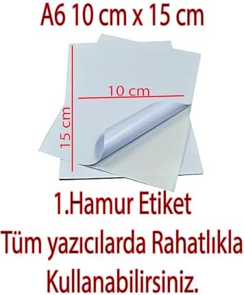 A6 Yapışkanlı Etiket, 10x15 cm, 100 Adet, Tüm Yazıcılar ile Uyumlu (100)