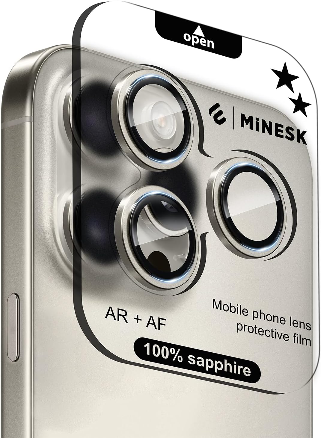 16 Pro / 16 Pro Max ile Uyumlu Orijinal Safir Cam (%99.9 Saflıkta Gerçek Safir) Cihazın Kendi Lensleri ile Aynı Materyal Lens Koruyucu Kamera Camı (Titanyum)