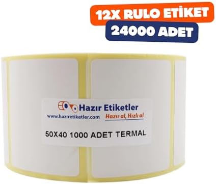 Alternative view of Eko Termal Etiket 50mm x 40mm 12000 Adet 40mm Çapında Direk Termal Transfer Etiketi 12 Rulo