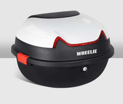 WHEELIE XT11-W 28 Litre Motosiklet Arka Çanta Beyaz Parlak Su Geçirmez ABS Top Çift Kilitleme Üniversal