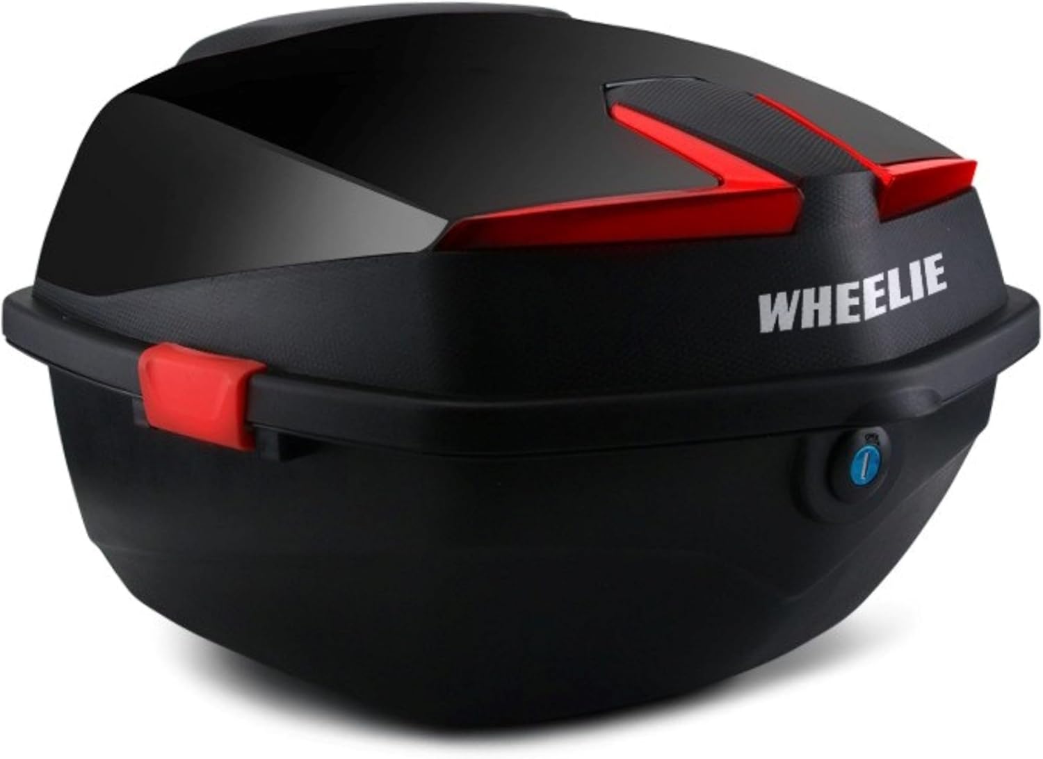 WHEELIE XT01-B 32 Litre Motosiklet Arka Çanta Siyah Parlak Su Geçirmez ABS Top Çift Kilitleme Üniversal