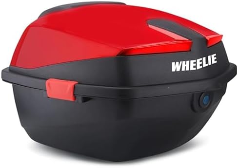 WHEELIE XT01-LR 32 Litre Motosiklet Arka Çanta Açık Kırmızı Parlak Su Geçirmez ABS Çift Kilitleme Üniversal