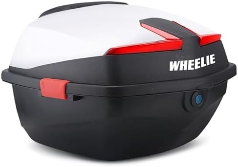 WHEELIE XT01-W 32 Litre Motosiklet Arka Çanta Beyaz Parlak Su Geçirmez ABS Top Çift Kilitleme Üniversal