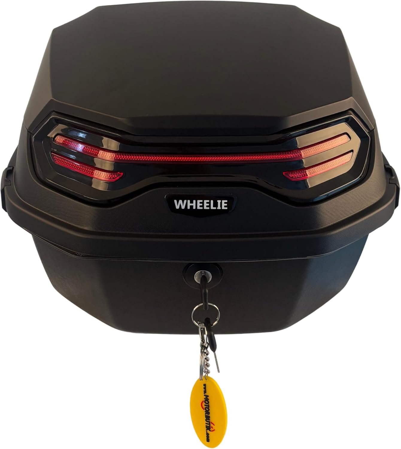 WHEELIE XT08-FS 32 Litre Motosiklet Arka Çanta Mat Siyah Su Geçirmez ABS Top Çift Kilitleme Üniversal