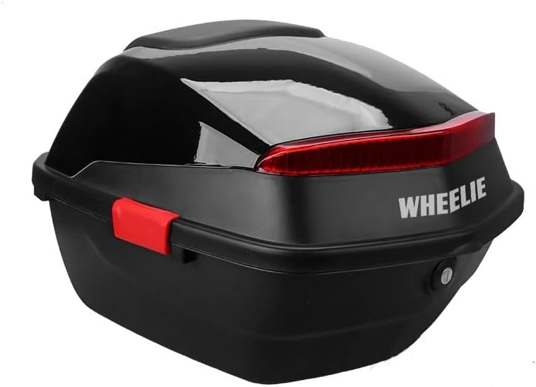 WHEELIE XT88-B 32 Litre Motosiklet Arka Çanta Siyah Parlak Su Geçirmez ABS Top Çift Kilitleme Üniversal
