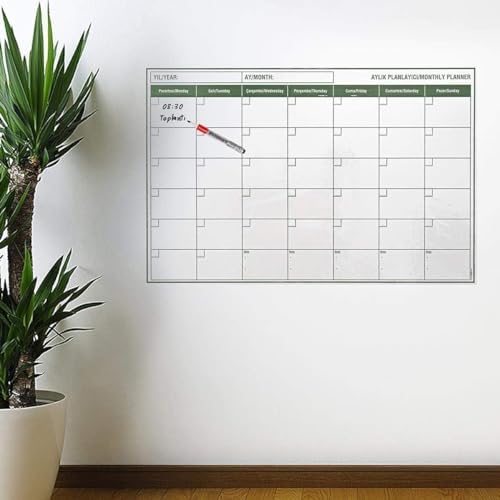 Manyetik Yapışkanlı Bir Aylık Program Planlayıcı Akıllı Statik Duvar Takvimi 1. SINIF KALİTE 85x56 cm