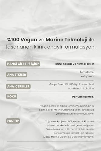 Matsu Professional Algae, Yatıştırma ve NeMlendirme Makyaj ve Yüz Temizleme Balmı, 100 Ml