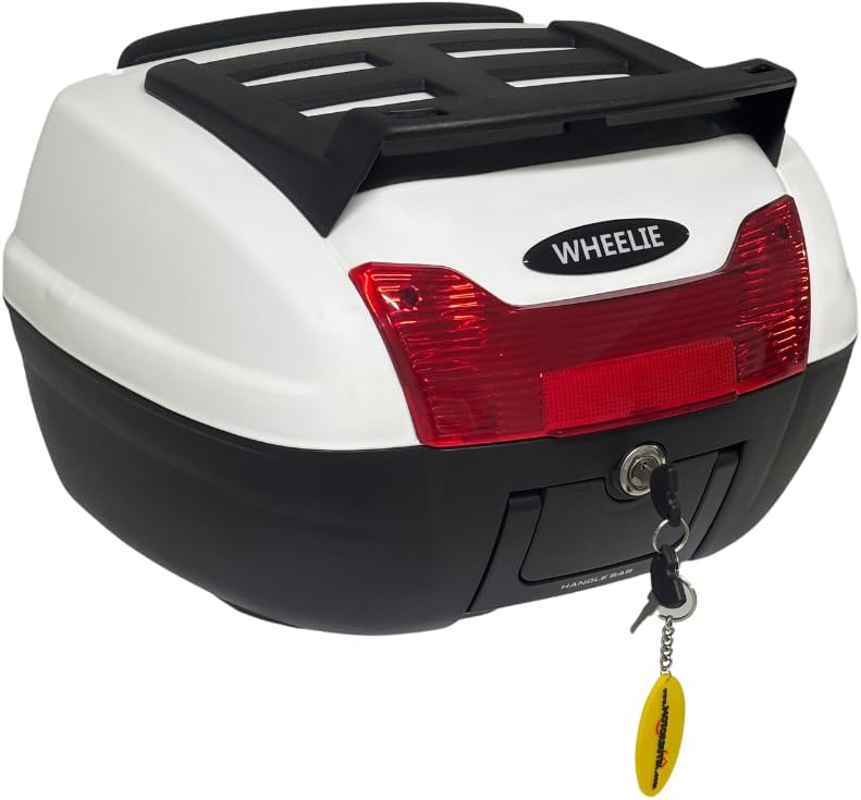 WHEELIE XT60-W 40 Litre Motosiklet Arka Çanta Beyaz Su Geçirmez ABS Top Bagaj Üniversal