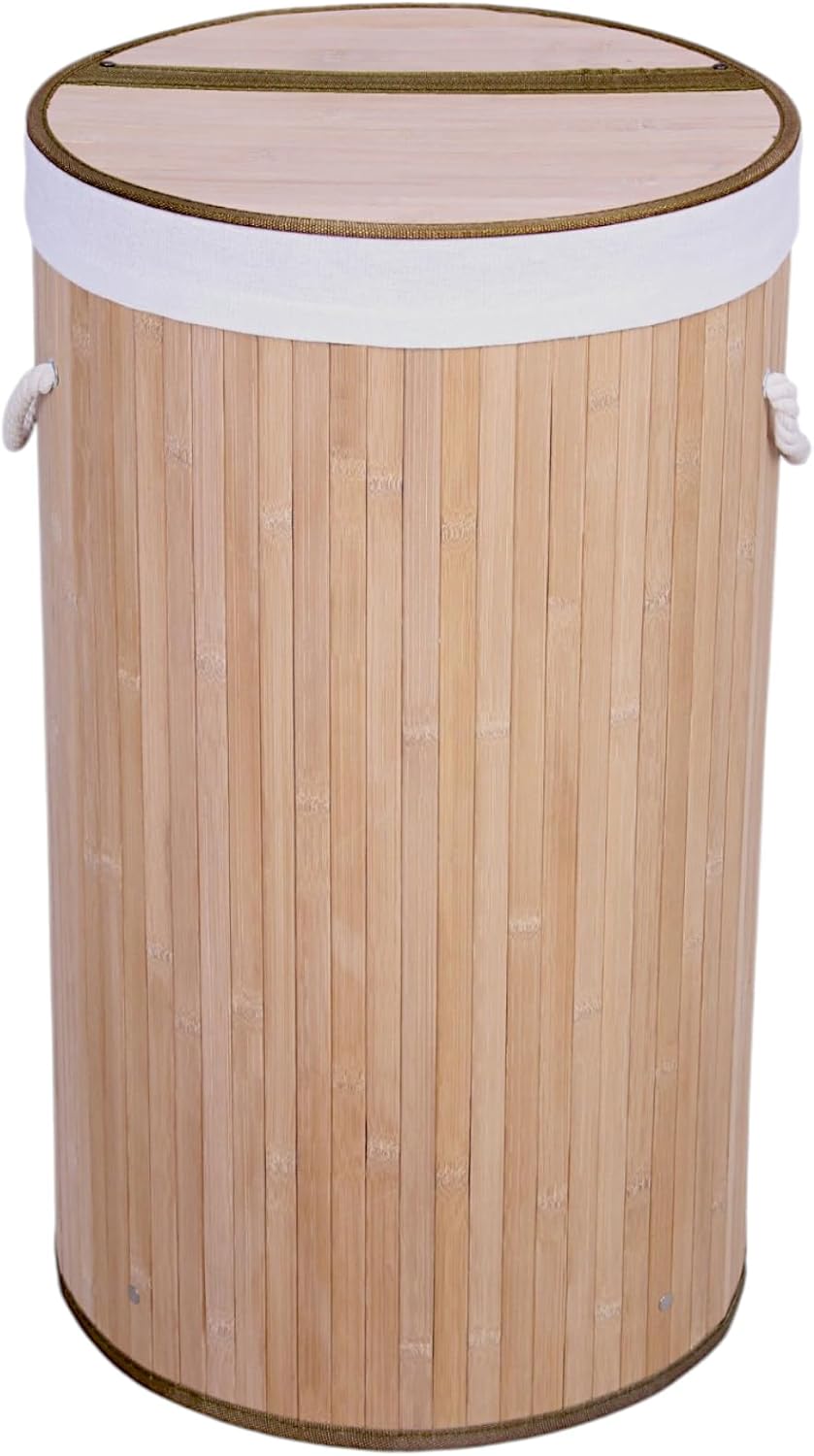 Alternative view of El Yapımı Hasır Katlanır Çamaşır Sepeti Yuvarlak 60 Litre (35cm*35cm*61cm), Doğal Malzemeden Üretilmiş Çamaşırlık (NATUREL)