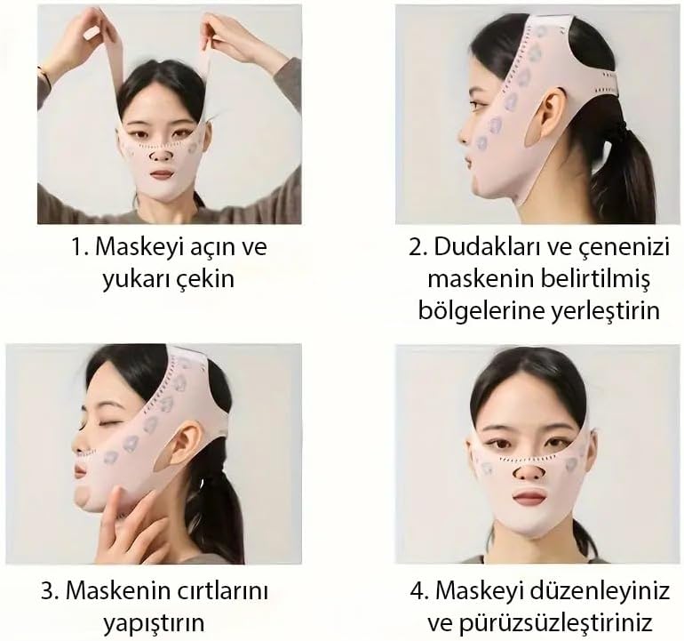 Yüz Korsesi Çene Boyun Bandı Horlama Önleyici Gıdı Yanak Gıdık Toplama (Siyah, TEK EBAT)