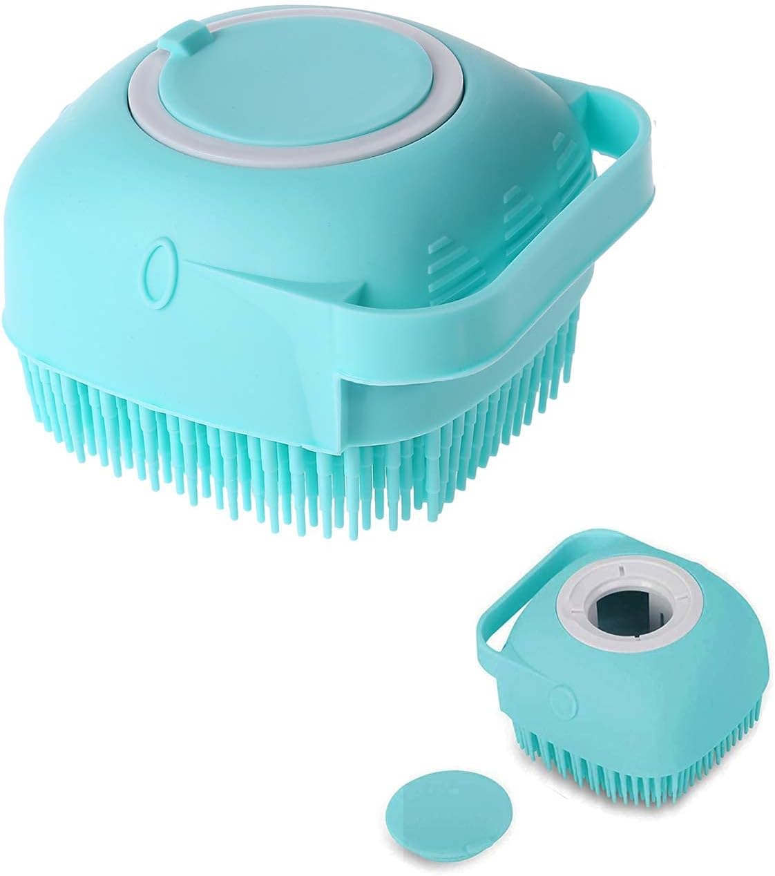 Silikon Banyo ve Duş Fırçası, Dahili Sabun & Şampuan Hazneli, Yumuşak Masaj Etkili, Ergonomik Kaymaz Tasarım, Çocuk, Yetişkin ve Evcil Hayvan Temizliği için Hijyenik Duş Fırçası