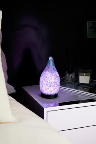Marble Dekoratif Işıklı Cam Hava Nemlendirici Esansiyel Uçucu Yağ Aroma Difüzörü