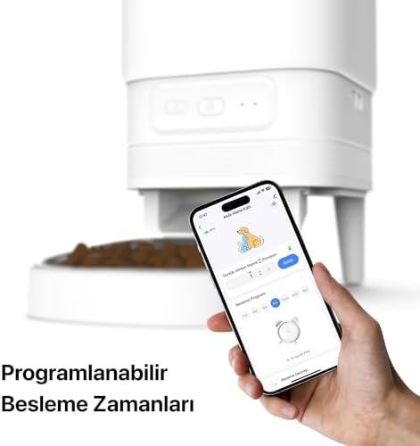 Smart Akıllı Otomatik Kedi Köpek Mama Kabı Mobil Uygulama ile Uzaktan Erişim ve Programlanabilir Beslenme Paslanmaz Çelik Besleme Kasesi X8612