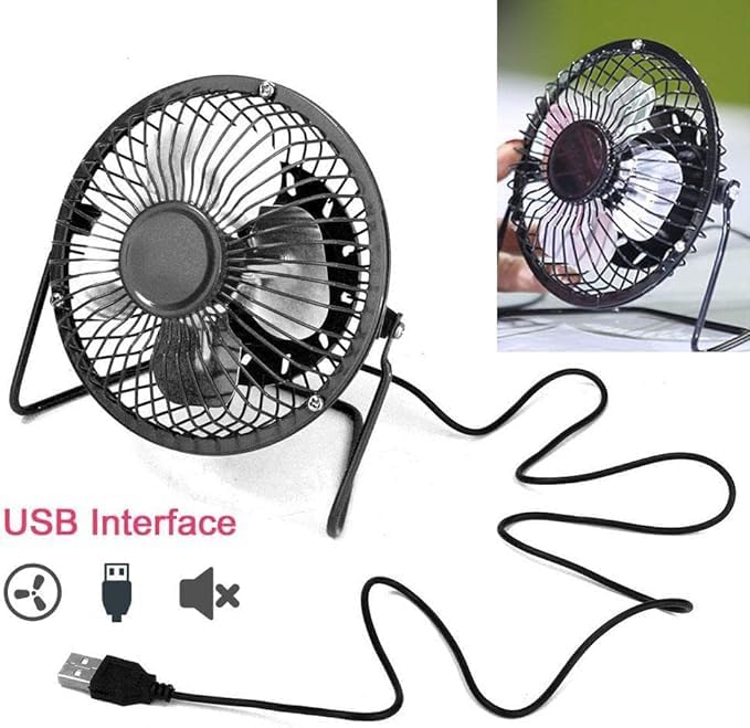 Masa Üstü USB Fan Soğutucu Vantilatör Metal Serinletici Mini Vantilatör Siyah