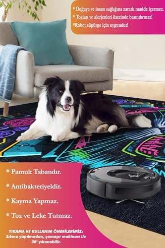 Alternative view of Tenas Gamer Halısı Şönil Pamuk Tabanlı Kaymaz Yıkanabilir Gaming Oyuncu Odası Halısı 100x150