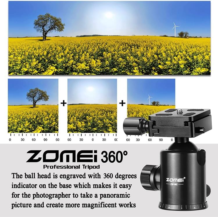 ZOMEI Z818C Profesyonel Taşınabilir Karbon Fiber Dijital Kamera ve Kamera Monopod Standı, Tüm için Top Başlıklı (Siyah)