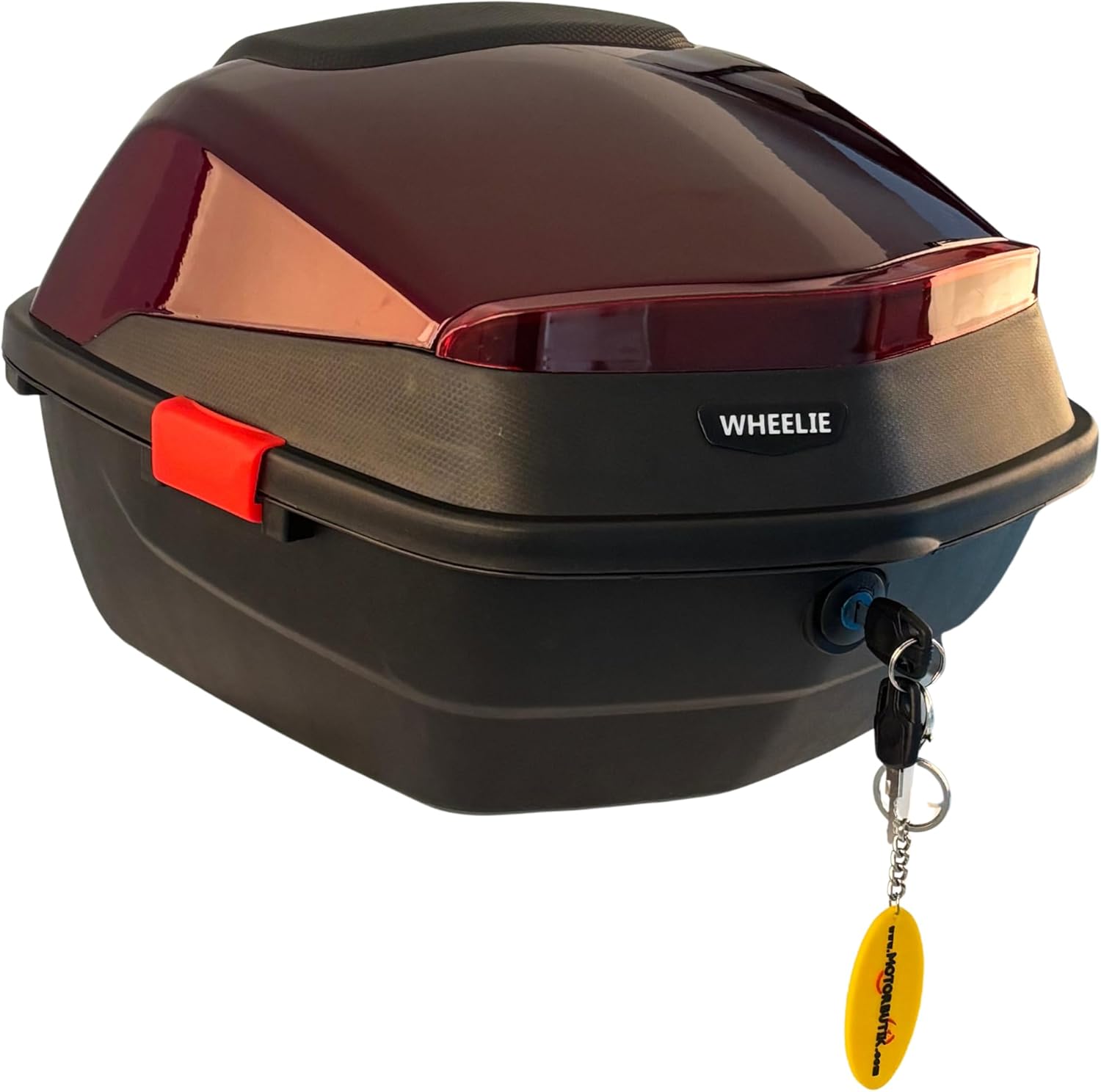 Alternative view of WHEELIE XT88-JR 32 Lt Motosiklet Arka Çanta Hünnap Kırmızı Parlak Su Geçirmez ABS Çift Kilitleme Üniversal