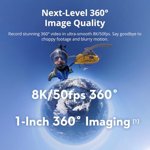 DJI Osmo 360 Adventure Combo - 1 İnç Sensörlü 360 Derece Kamera, Yerel 8K-360° Video, 120MP Panoramik Fotoğraflar, 100 Dakika 8K Kayıt, Seyahat ve Spor için Aksiyon ve Vlog Kamerası