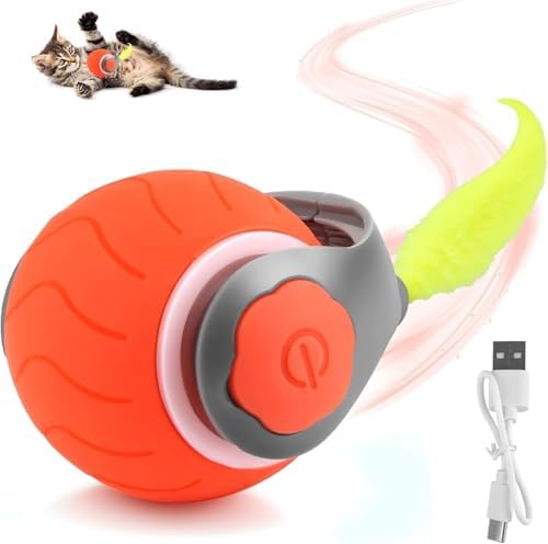 Alternative view of USB Şarj Edilebilir 360 Derece Dönen Akıllı Oyun Topu, Kedi ve Köpekler İçin Kuyruklu Hareketli Eğlence Oyuncağı