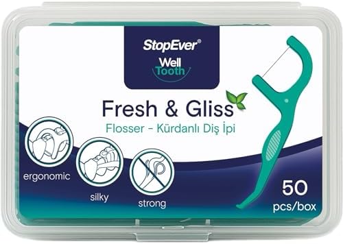 Alternative view of StopEver Fresh & Gliss Kürdanlı Diş İpi 3'lü Paket (150 Adet) | Nane Aromalı | Diş Arası Temizliği, Ağız Hijyeni ve Günlük Kullanım için İdeal | Plastik Kutulu ve Taşıma Kılıflı Hediyeli