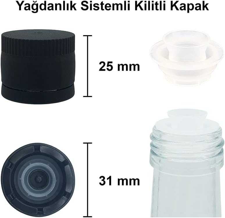 Alternative view of 1000 ml Şeffaf Maraska Yağdanlık Kapaklı Ve Kapüşonlu 1000 Cc Köşeli Cam Şişe 2 Adet