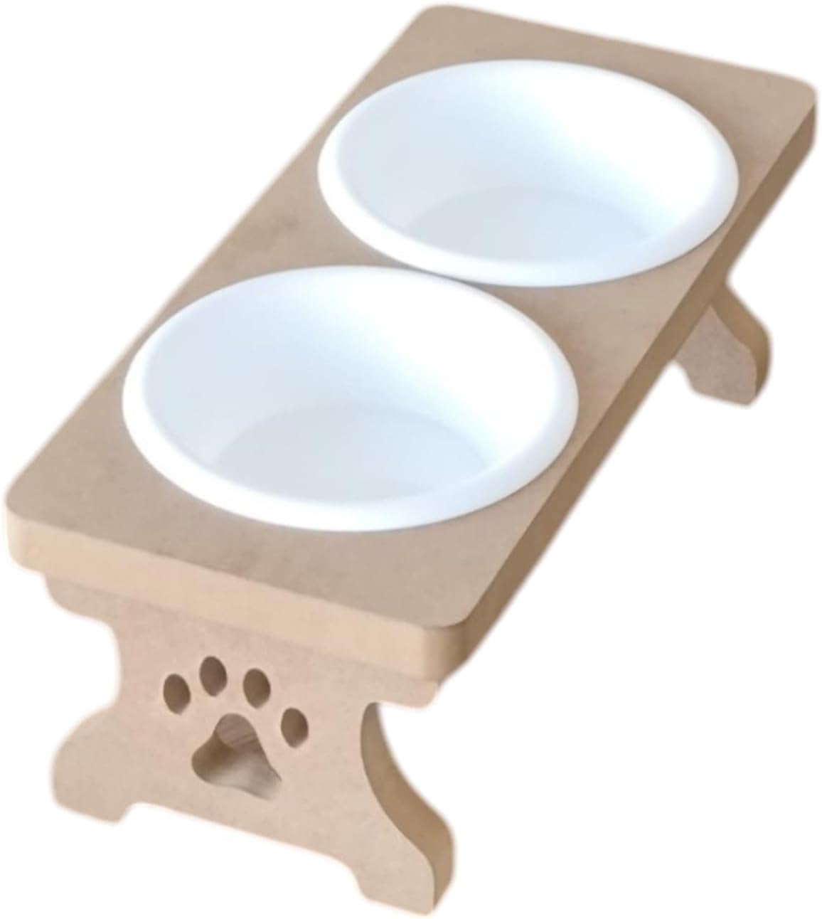 Alternative view of Ahşap Demonte 2 Plastik Taslı Kedi Mama Ve Su Kabı BEYAZ