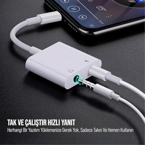 Lightning to 3.5mm & Lightning Dönüştürücü | Çift Çıkış Adaptörü | Yüksek Ses Kalitesi ve Hızlı Şarj | Kulaklık Desteği | Şık ve Dayanıklı Tasarım