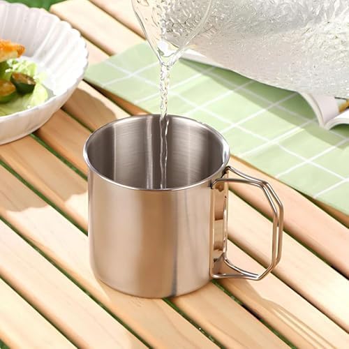 Çelik 250 ml Katlanır Kulplu Kahve Kamp Bardağı Fincanı