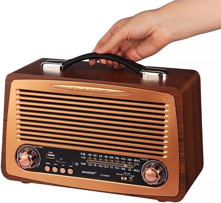 Alternative view of BÜYÜK Large Boy Retro Radyo Taşınabilir Bluetooth Speaker Ve Hoparlör Klasik Antika Tarzı İç ve Dış Mekan USB Girişli Dekoratif Klasik Radyo 30,5x18x11,5 cm 3299BT (Açık Kahverengi)