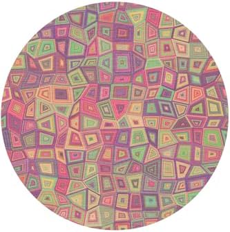 Dizayn Cava Modern Desenli Şönil Pamuk Tabanlı Yıkanabilir Kaymaz Antibakteriyel Yuvarlak Salon Halısı 100x100