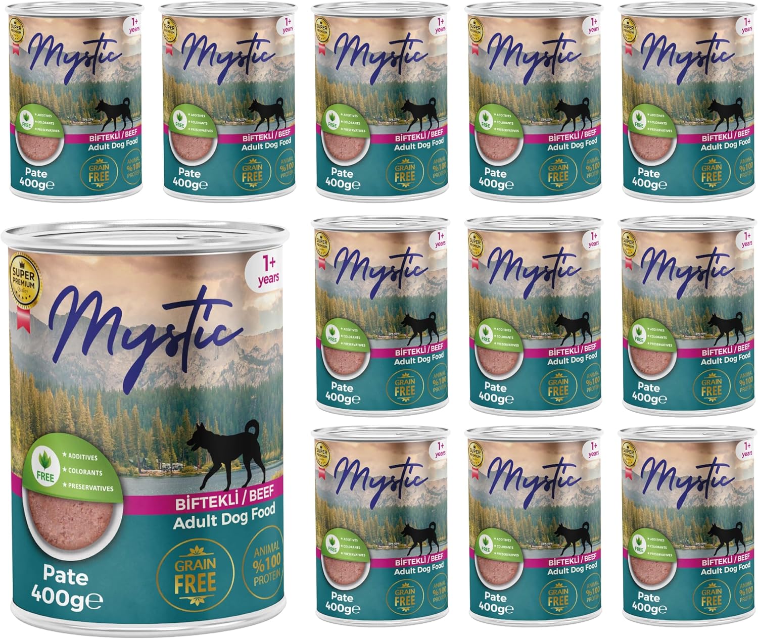 Alternative view of Mystic Yetişkin Köpek Biftekli Pate 400 Gr x 12 adet