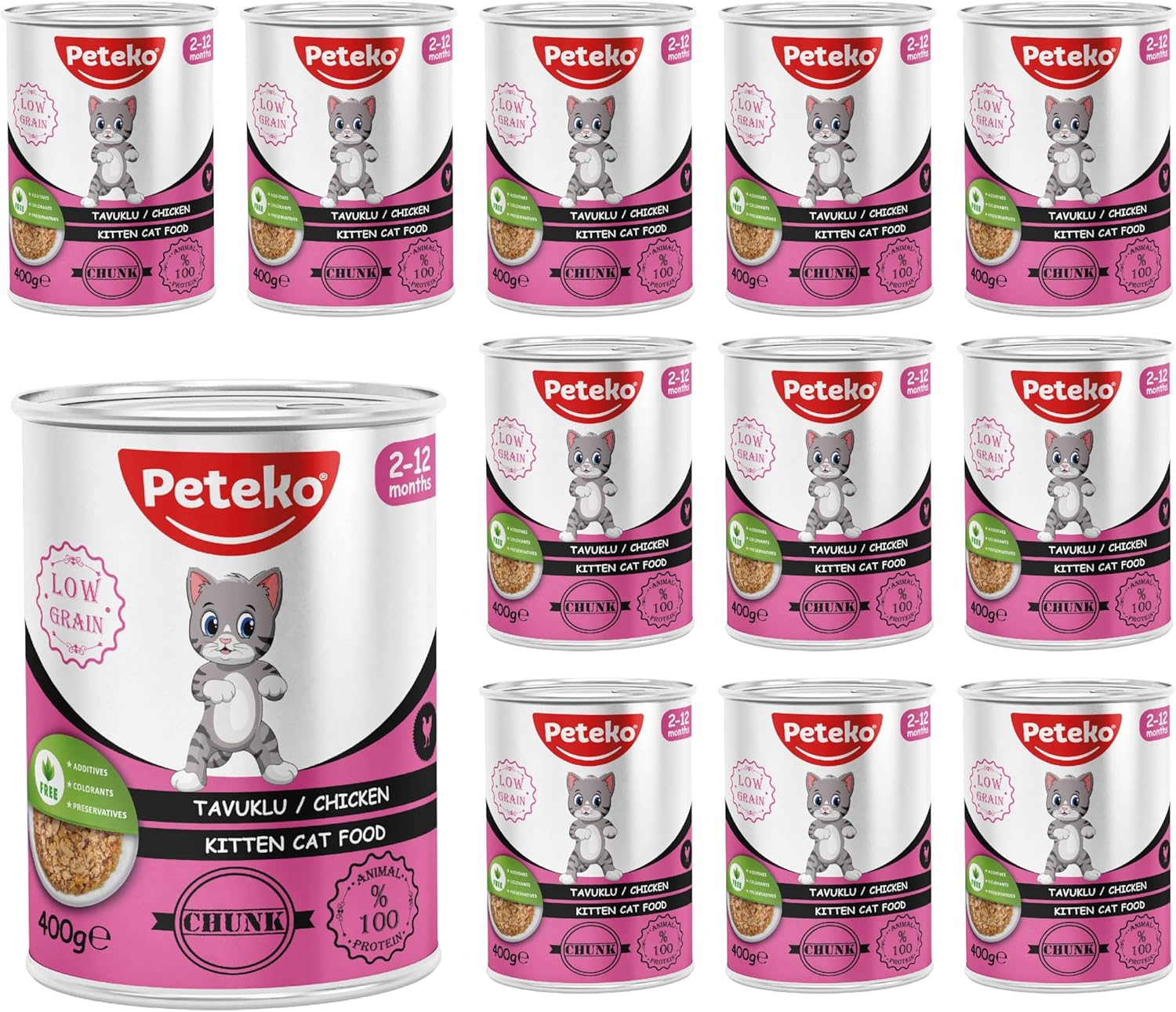 Yavru Kedi Tavuklu ve Jöleli Konserve Mama 400 Gr x 12 adet