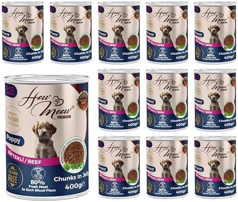 Alternative view of How Meow Yavru Köpek Biftekli ve Jöleli Konserve Mama 400 Gr x 12 adet