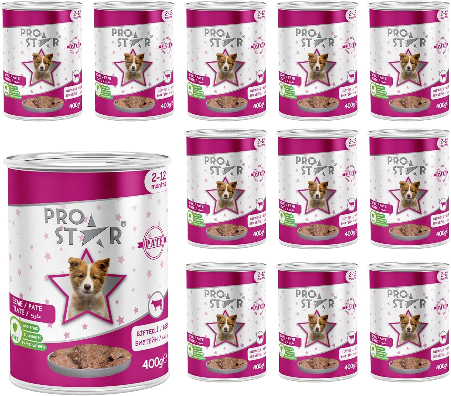 Prostar Yavru Köpek Biftekli Pate 400 Gr x 12 adet