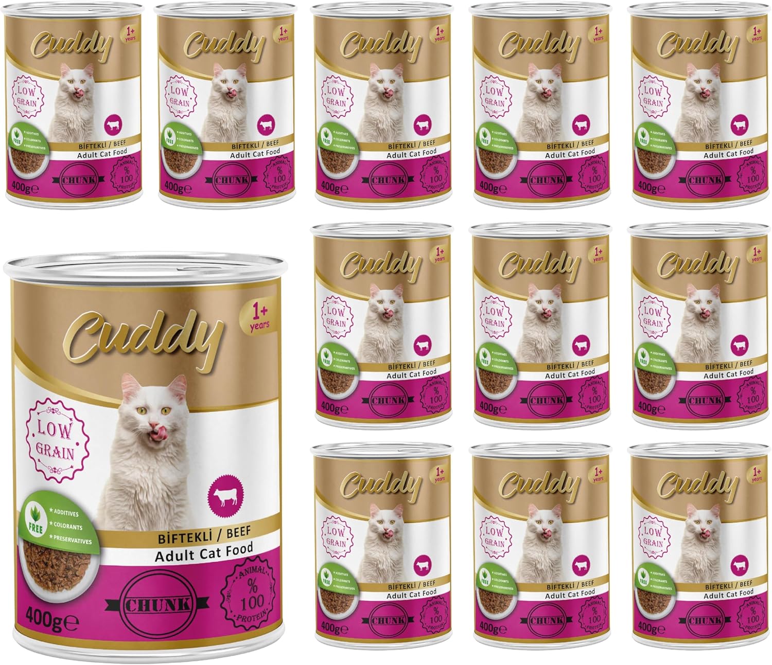 Cuddy Yetişkin Kedi Biftekli ve Jöleli Konserve Mama 400 Gr x 12 adet