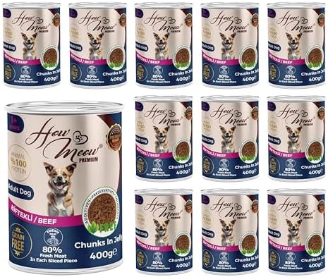 Alternative view of How Meow Yetişkin Köpek Biftekli ve Jöleli Konserve Mama 400 Gr x 12 adet